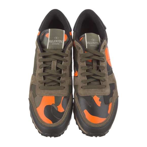 Valentino Rockstud Accents Leather Chunky Neon Camo Sneakers - Picture 4 of 5